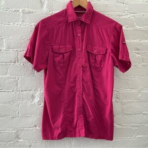 Killtec Womens Short Sleeve Button Front Shirt Top Dark Pink Size 10 Outdoor